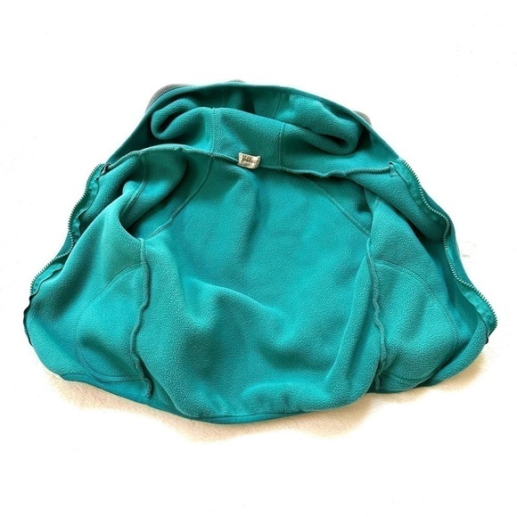 ⭐️ 5 for $25 Grey Fleece Hooded Zipper Jacket Teal Trim Size 110 4-5 Yrs - Picture 4 of 7